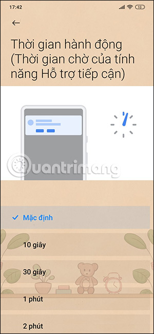 Thời gian hiện thông báo pop-up