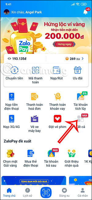 Xem dịch vụ trên ZaloPay