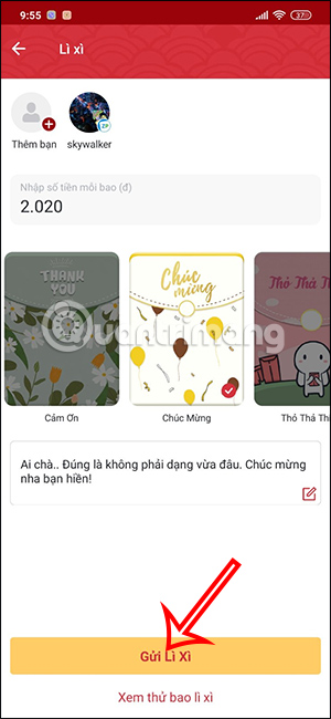Gửi bao lì xì trên ZaloPay