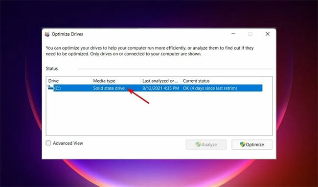 Chọn ổ để chống phân mảnh trong Windows 11
