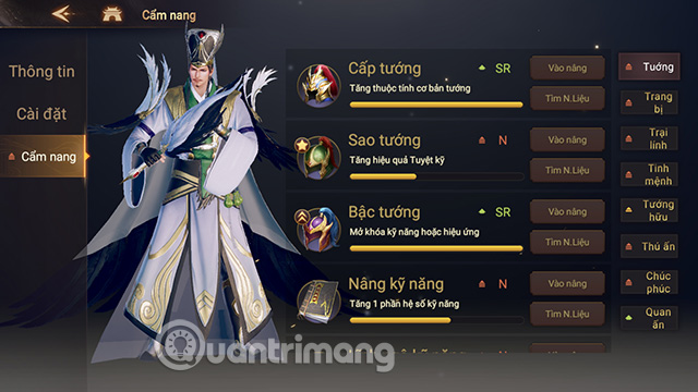 Tiến hành nâng cấp trang bị và tướng