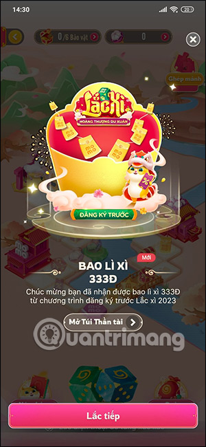 Nhận phần thưởng chơi Lắc Xì 2023 MoMo
