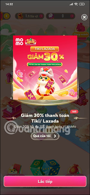 Nhận voucher trò chơi Lắc Xì 2023 MoMo