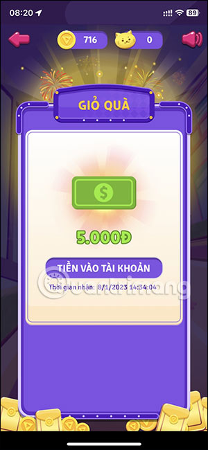 Tiền mặt nhận trong Mèo hí du ký