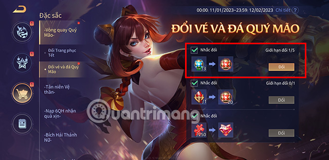 Nhấn nút Đổi tại ô quy đổi