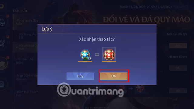 Xác nhận quá trình đổi