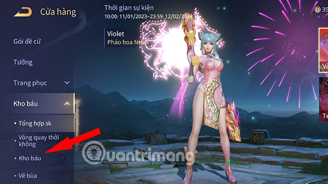 Nhấn vào Kho báu