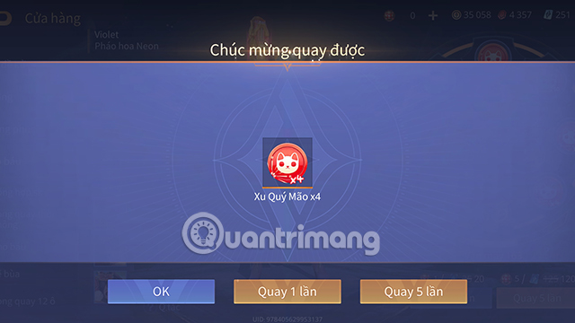 Vật phẩm nhận được