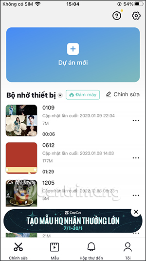 Giao diện chỉnh sửa video trên CapCut