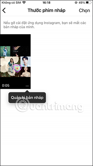 Bản nháp video Reels Instagram