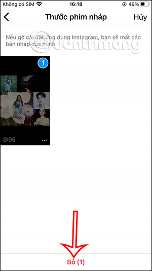 Xóa video nháp Reels Instagram