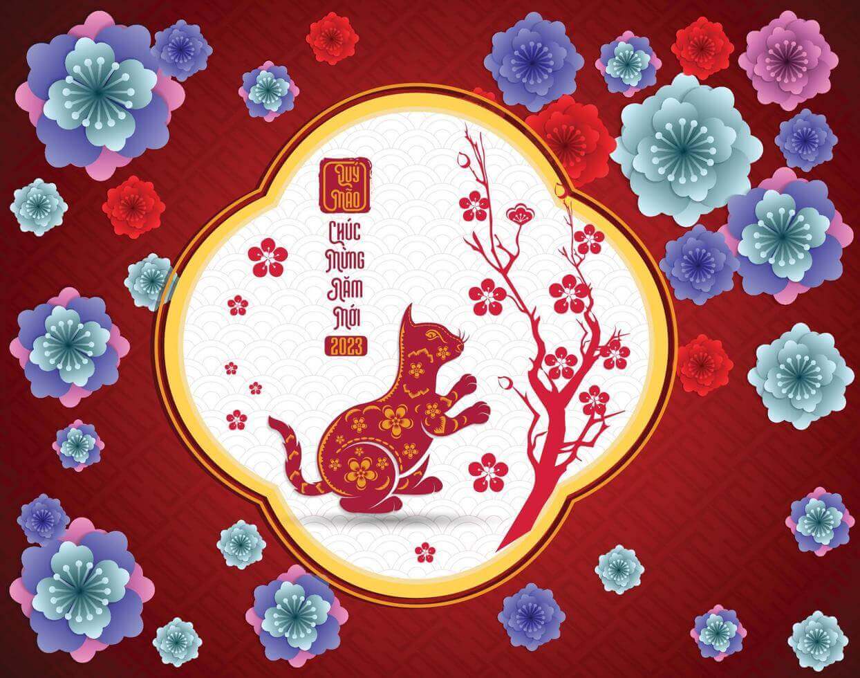 ảnh chúc mừng năm mới con mèo