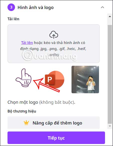 Chèn logo vào mẫu thiết kế trên Canva