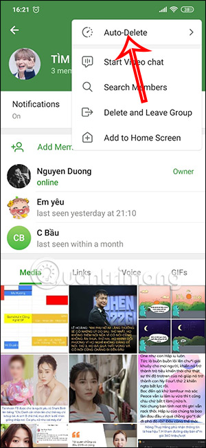 Xóa tin nhắn Telegram cho nhóm chat