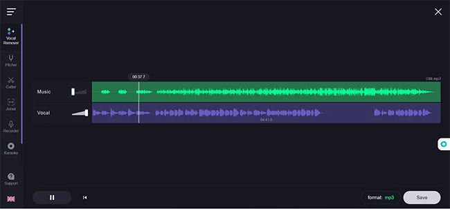 Trang web Vocal Remover