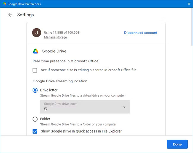 Google Drive Preferences