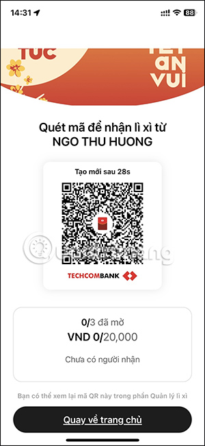 Mã QR gửi lì xì