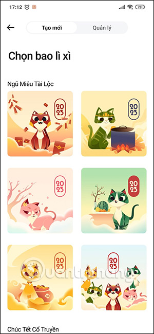 Chọn mẫu bao lì xì