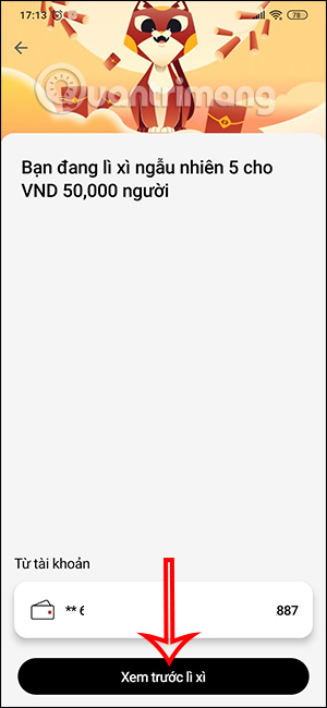 Xem bao lì xì Techcombank Mobile
