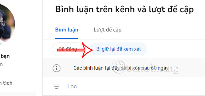 Tùy chỉnh bình luận video bị chặn YouTube Studio