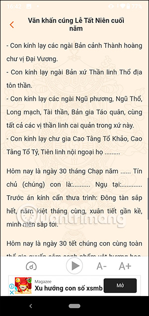 Nội dung bài văn khấn