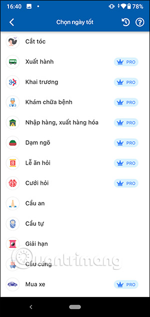 Chọn ngày tốt trên ứng dụng Lịch Việt