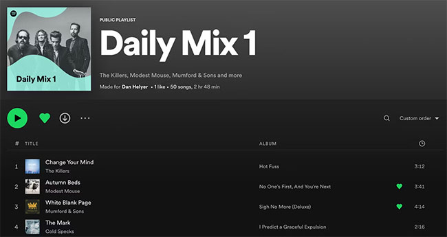 Kết hợp hàng ngày trong Spotify