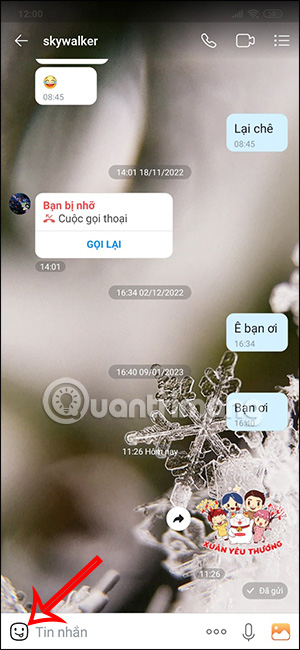Truy cập kho sticker Zalo