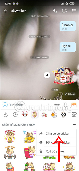 Chia sẻ sticker Zalo