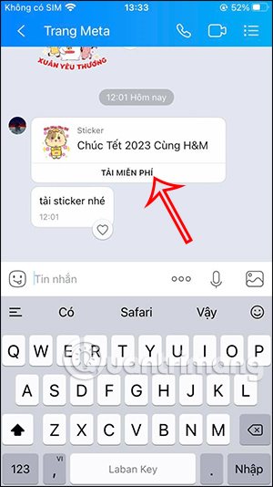 Sticker Zalo đã gửi