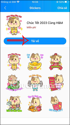 Tải sticker Zalo