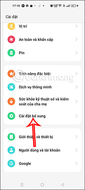 Cài đặt bổ sung trên điện thoại OPPO