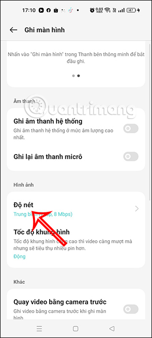 Độ nét video quay màn hình OPPO