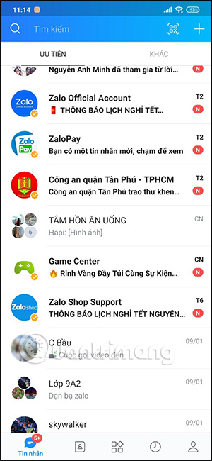 Mục Khám phá trên Zalo