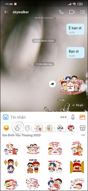 Gửi sticker trên Zalo