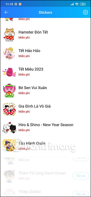 Chọn sticker Tết Zalo