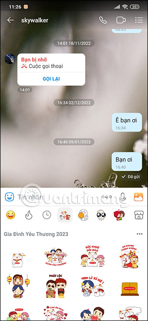 Danh sách sticker trên Zalo