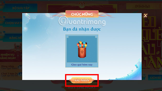 Chọn Xác nhận để quay lại giao diện sự kiện