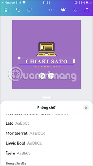 Chọn font chữ mới