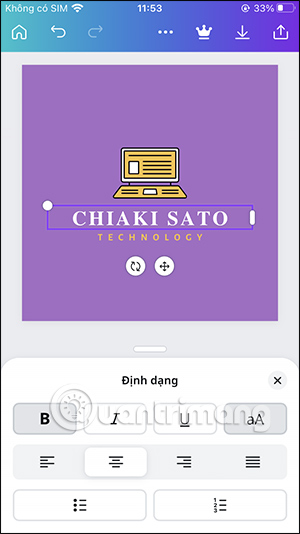 Chỉnh định dạng chữ