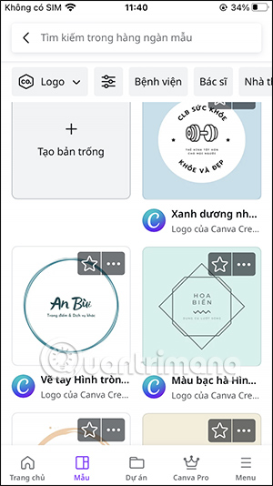 Các mẫu logo trên Canva