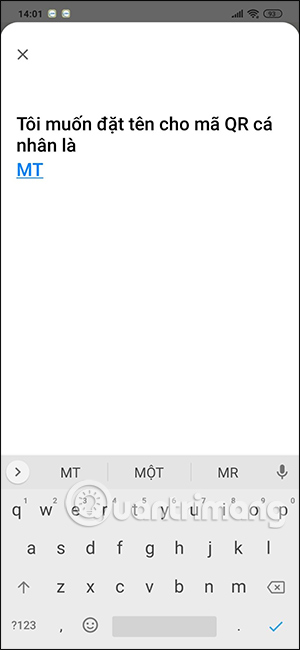 Đặt tên mã QR nhận tiền Techcombank Mobile