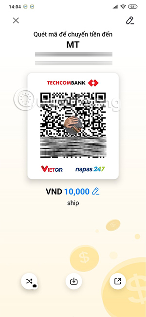 Chỉnh lại số tiền nhận
