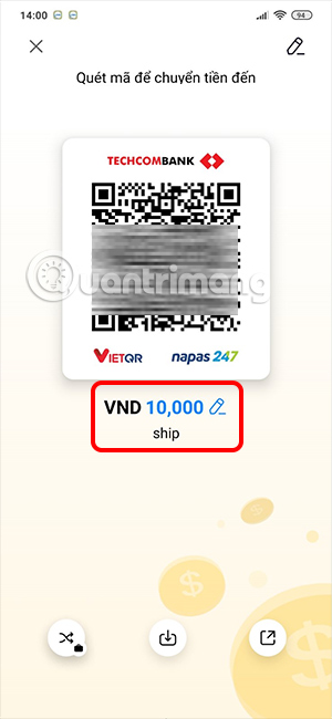 Mã QR nhận tiền cụ thể