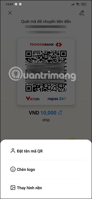 Thay đổi mã QR