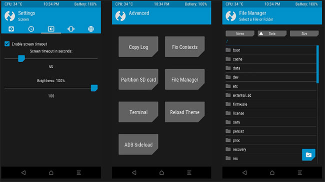 Cài đặt nâng cao TWRP