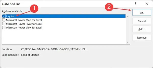 Vô hiệu hóa các add-in Excel