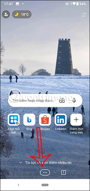 Giao diện trình duyệt Microsoft Edge