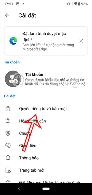 Chỉnh quyền riêng tư Microsoft Edge