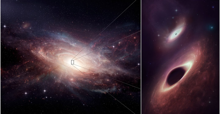 Các nhà khoa học đã sử dụng hệ thống Atacama Large Millimeter/submillimeter Array (ALMA) để nhìn sâu vào trung tâm của cặp thiên hà hợp nhất được gọi là UGC 4211 đã phát hiện ra hai lỗ đen đang phát triển cạnh nhau, chỉ cách nhau 750 năm ánh sáng. Quan sát cho thấy sự hợp nhất thiên hà ở giai đoạn cuối và hai lỗ đen ở trung tâm nó. Đây là các các lỗ đen nhị phân gần nhau nhất từng được quan sát thấy trong nhiều bước sóng.